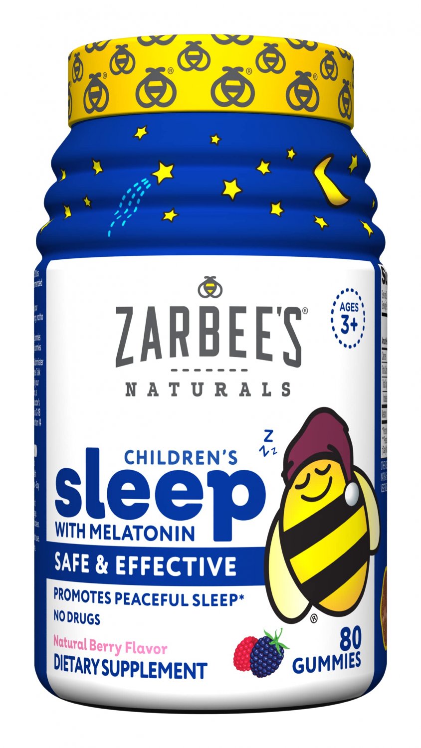 Zarbee's Naturals Children's Sleep with Melatonin Gummy Supplement, Berry Gummies 80 Count (Pack of 