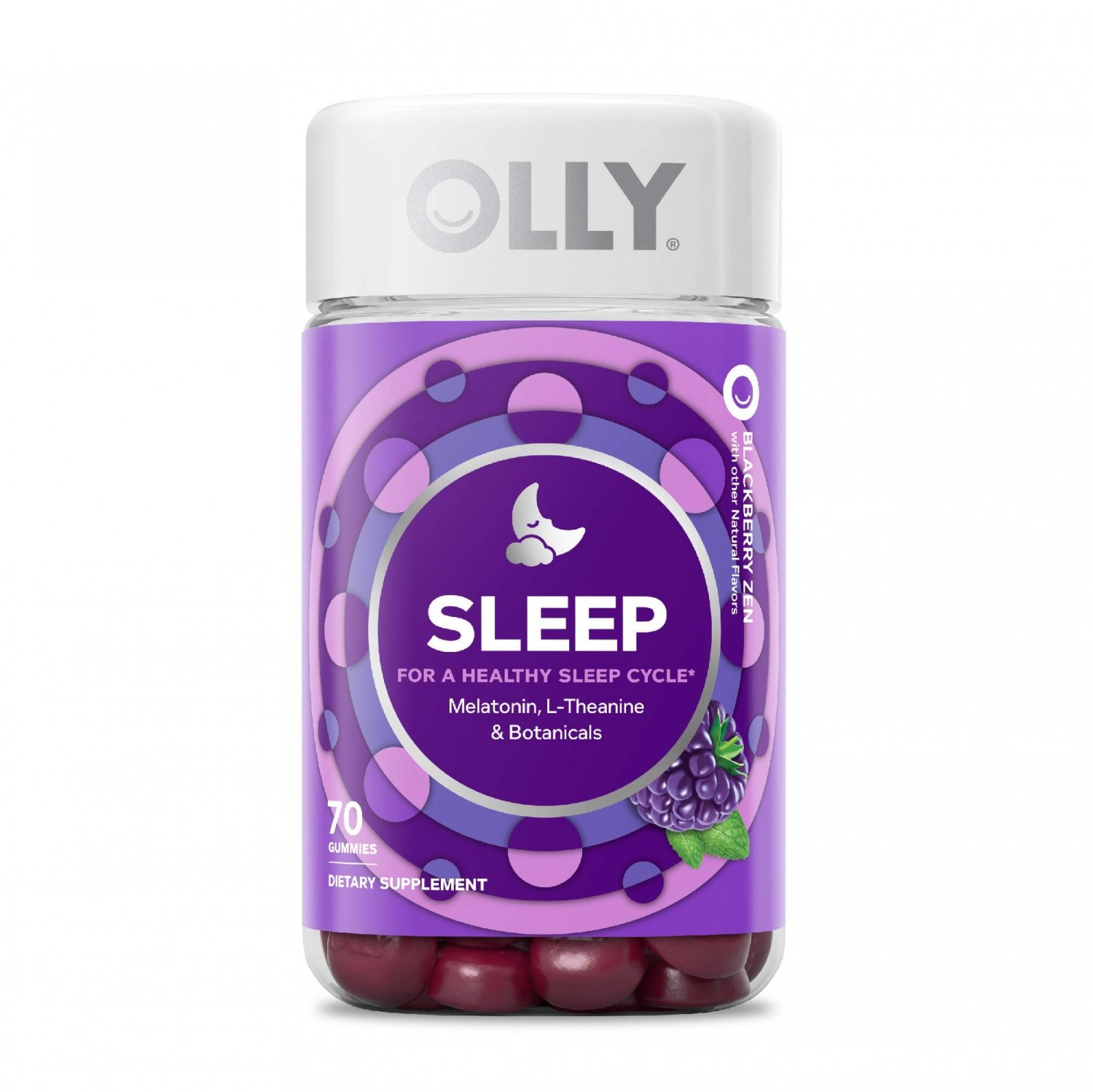 OLLY Sleep Gummy, Occasional Sleep Support, 4 mg Melatonin, L-Theanine, Chamomile, Lemon Balm, Sleep