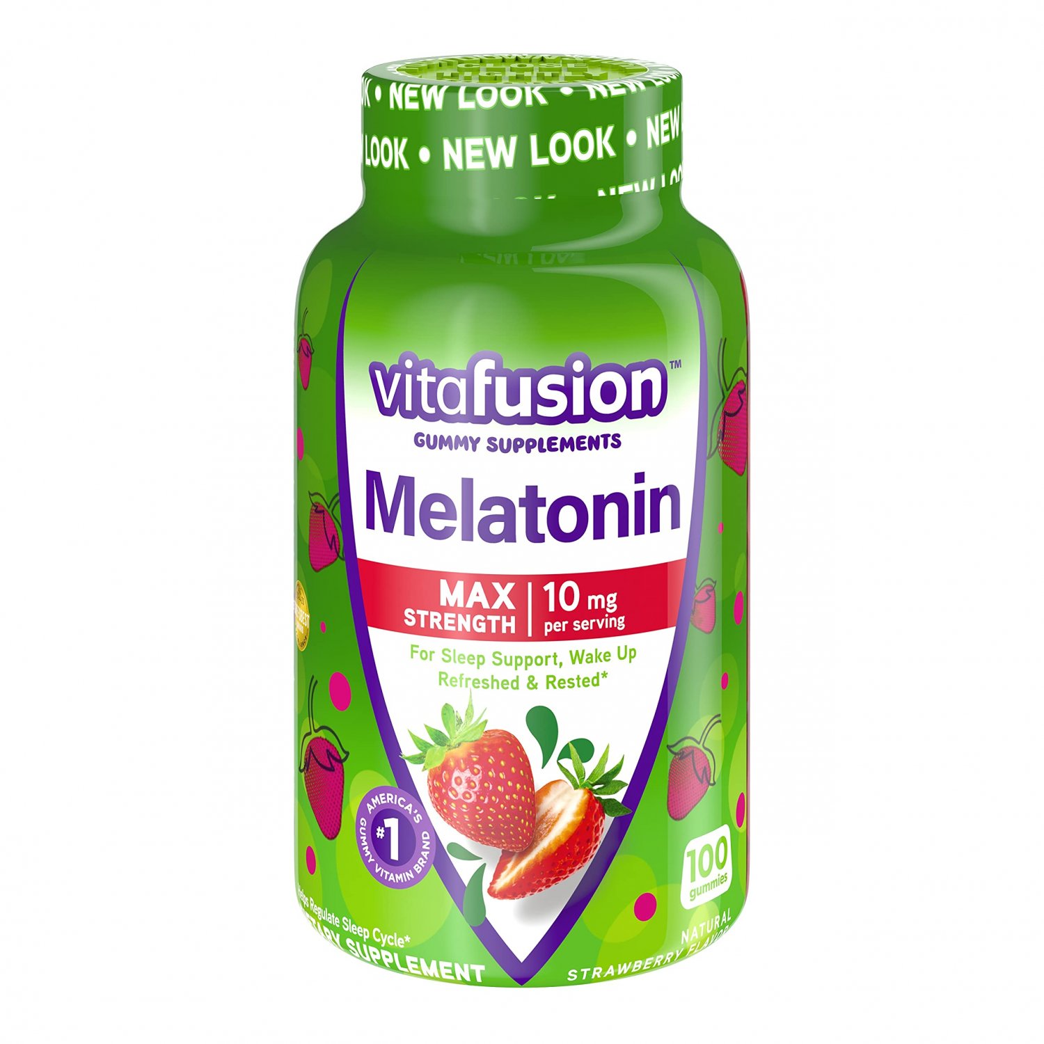 Vitafusion Max Strength Melatonin Gummies, Red, strawberry, 100 Count