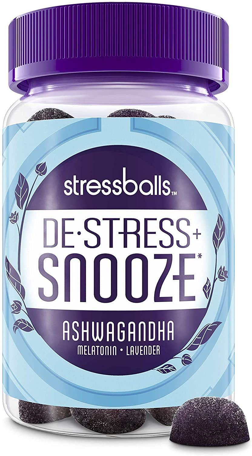 Stressballs, De-Stress + Snooze*, with Melatonin and Ashwagandha to Aid in Sleep and Stress Relief*,