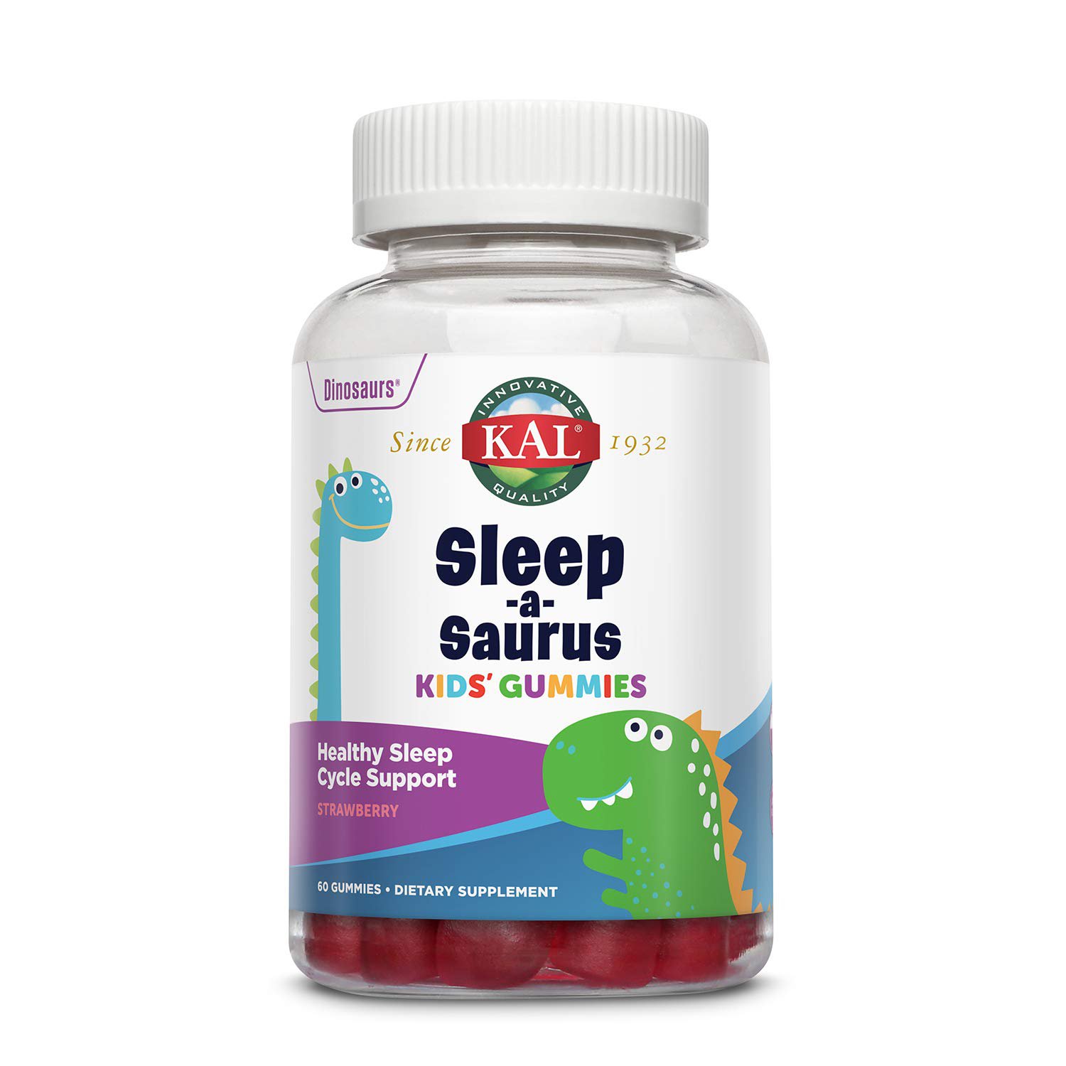 KAL Sleep-a-Saurus Kids Gummies | 1 mg Melatonin for Healthy Sleep Cycle Support | Vegan, Gluten Fre