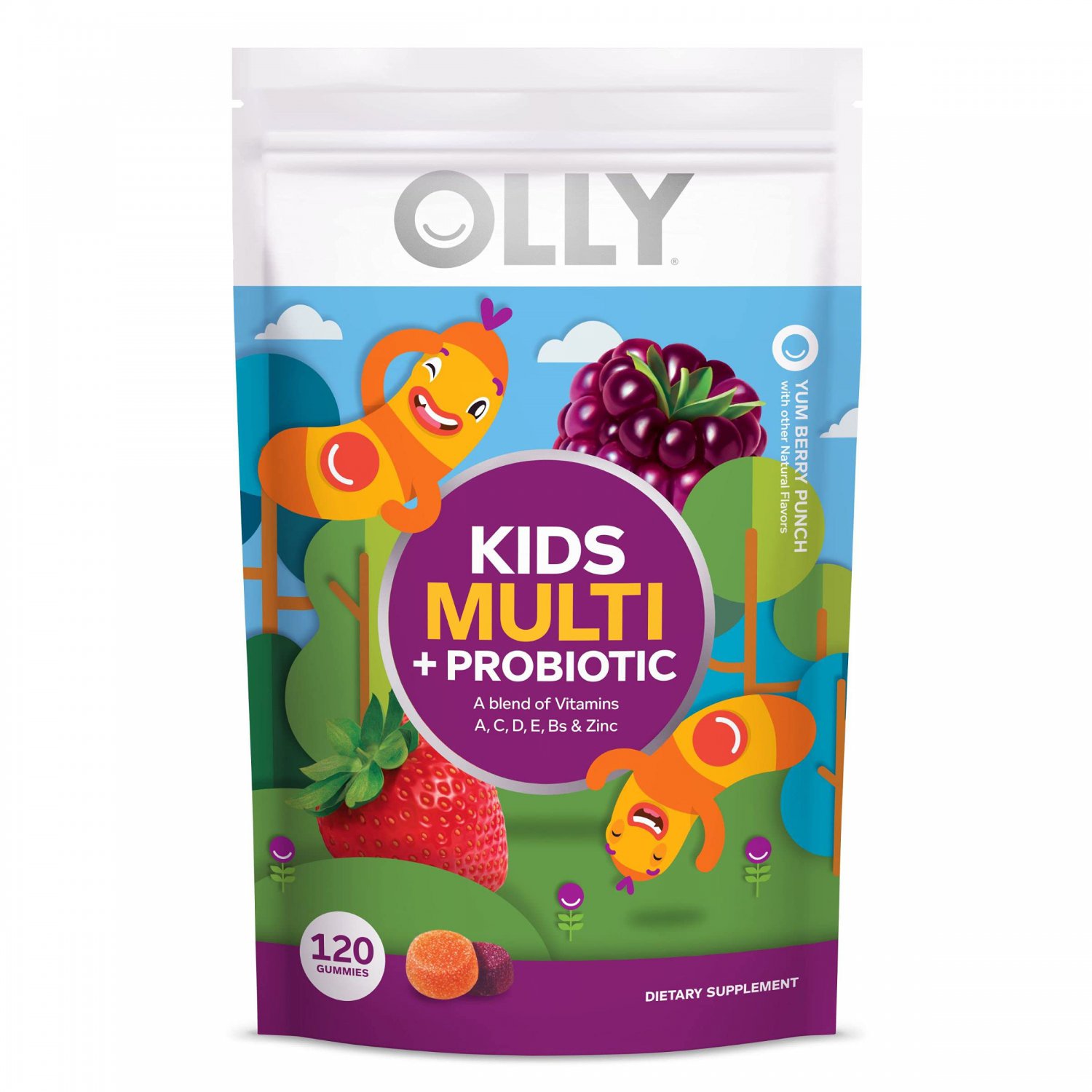 OLLY Kid's Multivitamin + Probiotic Gummy, Vitamins A, C, D, E, B, Zinc, Digestive Support, Chewable