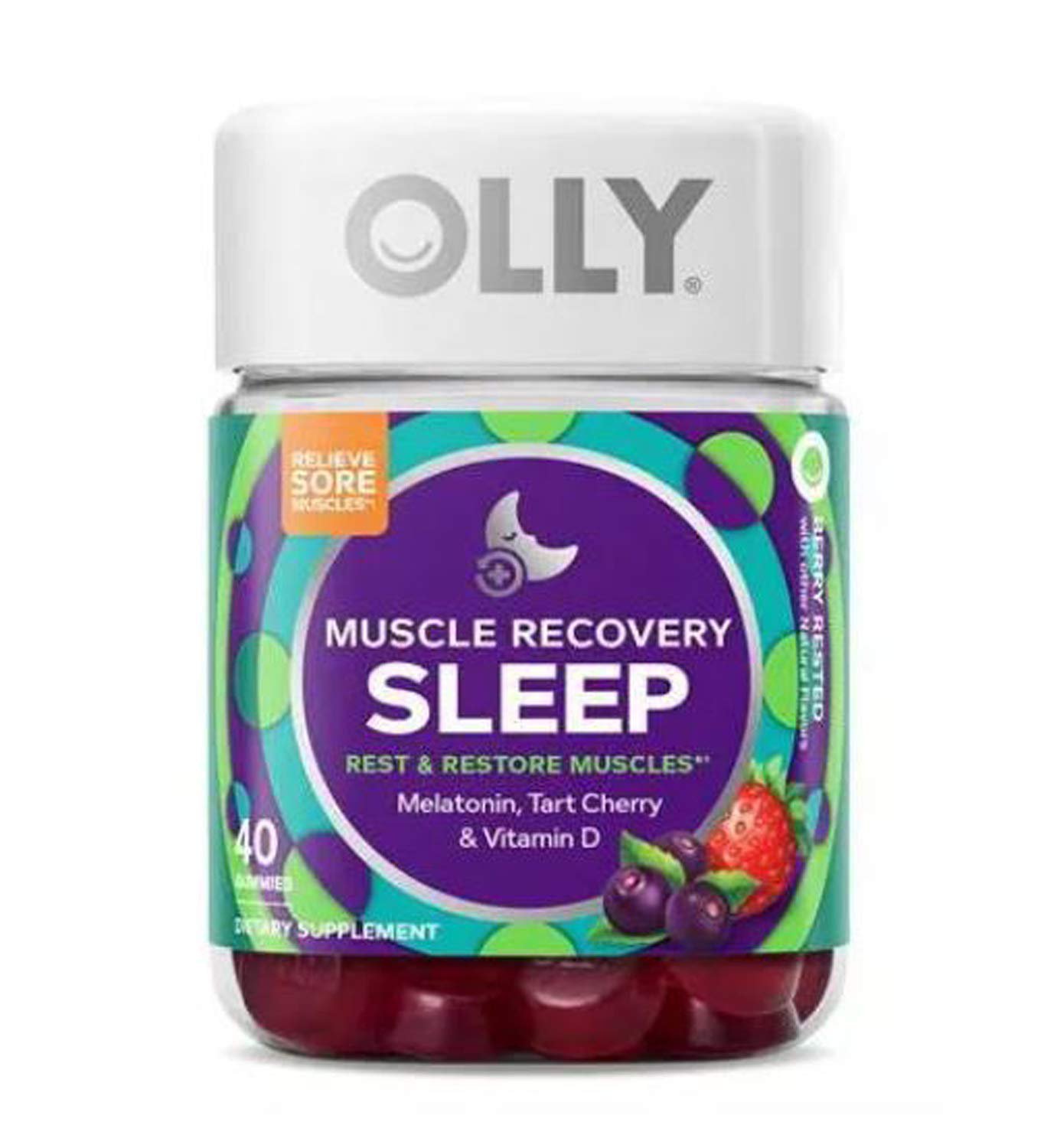 Olly Muscle Recovery Sleep Gummy! 40 Gummies Berry Rested Flavor! Formulated with 3mg Melatonin, Vit