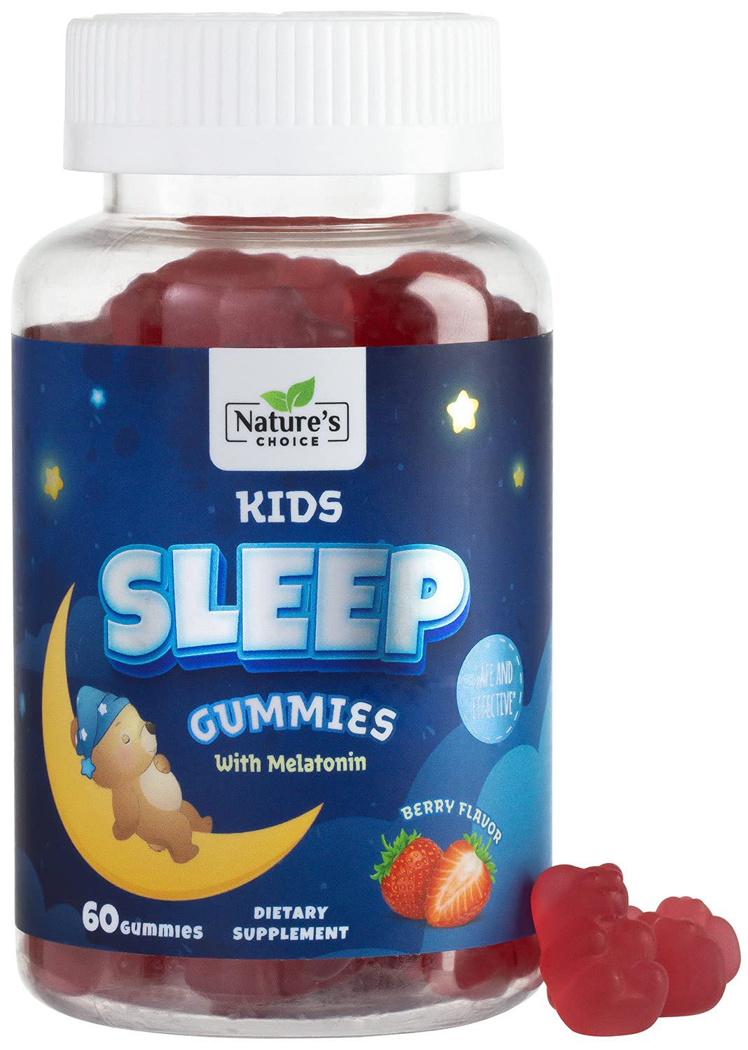 Kids Sleep Support Gummies Natural Strawberry Melatonin Gummy for Children - Fast Acting 2mg Chewabl