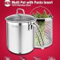 Bella Cuisine NEW Multi-Pot with Pasta Insert 18/10 Stainless Steel Pasta Cooker Steamer Multipots, 