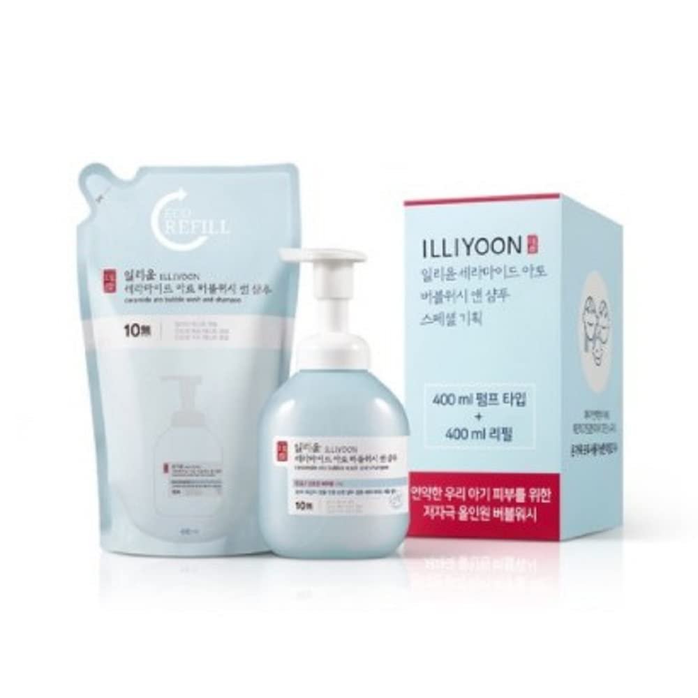 Illiyoon Ceramide Ato Bubble Wash & Shampoo 400ml + Refill 400ml Set