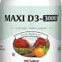 Vitamin D3 3000 IU Dietary Supplement - Easy to Swallow - Odorless & Tasteless - Supports Calcium Ab