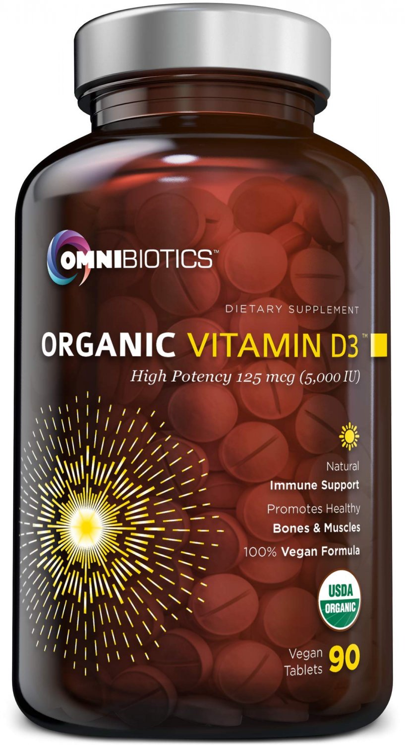 Organic Vitamin D3 5000 IU | 100% Vegan High-Potency Immune Support | Promotes Bone & Muscle Health 