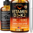 Vitamin D3 K2 Drops - Sublingual Liquid Vitamin D - Made in USA - 10000 IU, 2 oz, 30 Servings - With