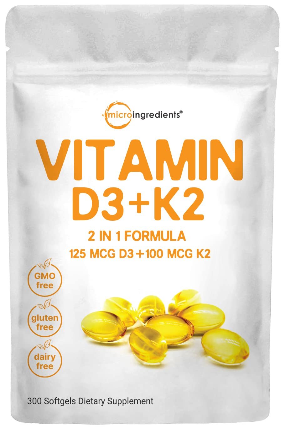 Vitamin D3 5000IU Plus K2, 2 in 1 Formula, Vitamin D3 with MK7 Vitamin