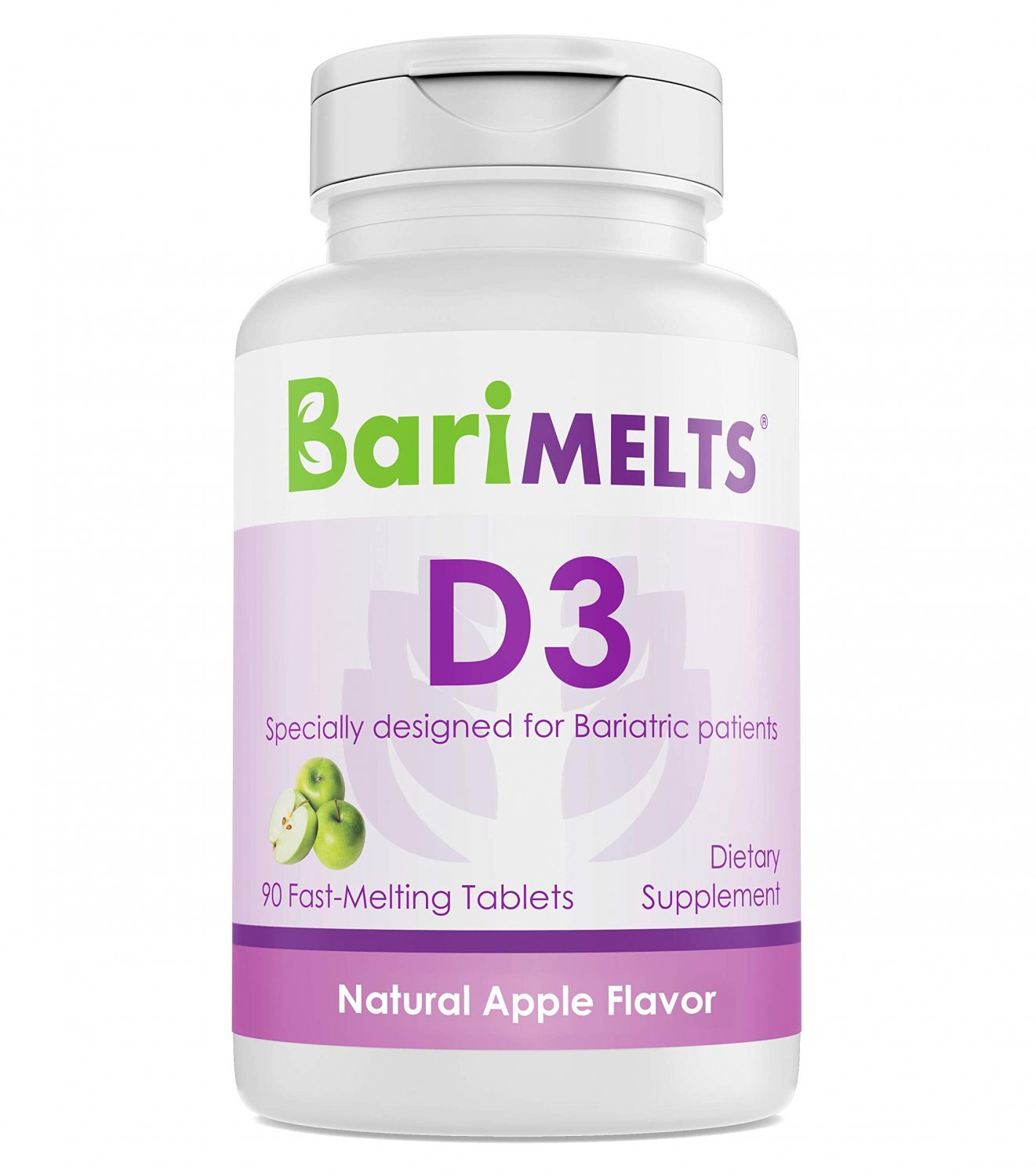 BariMelts D3, Dissolvable Bariatric Vitamins, Natural Apple Flavor, 90 Fast Melting Tablets