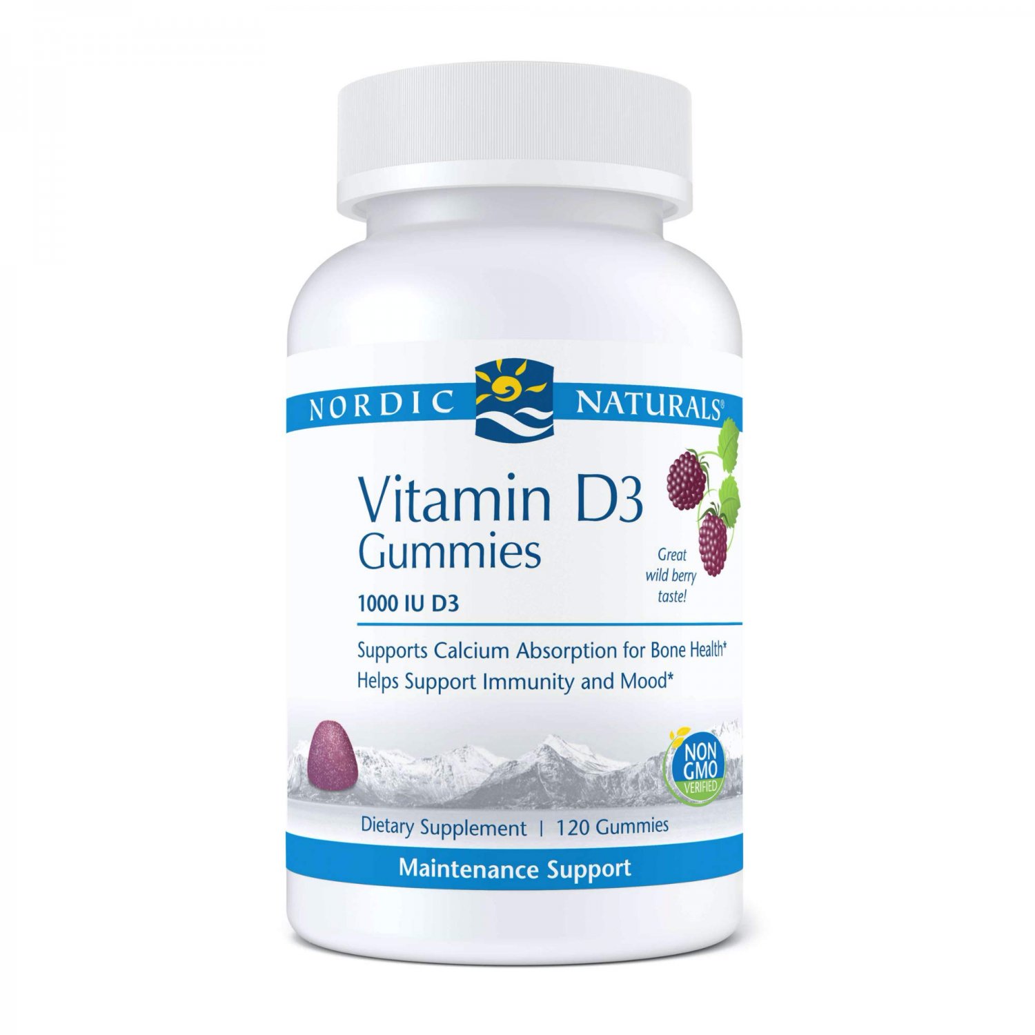Nordic Naturals Pro Vitamin D3 Gummies, Wild Berry - 1000 IU Vitamin D3-120 Gummies - Great Taste - 
