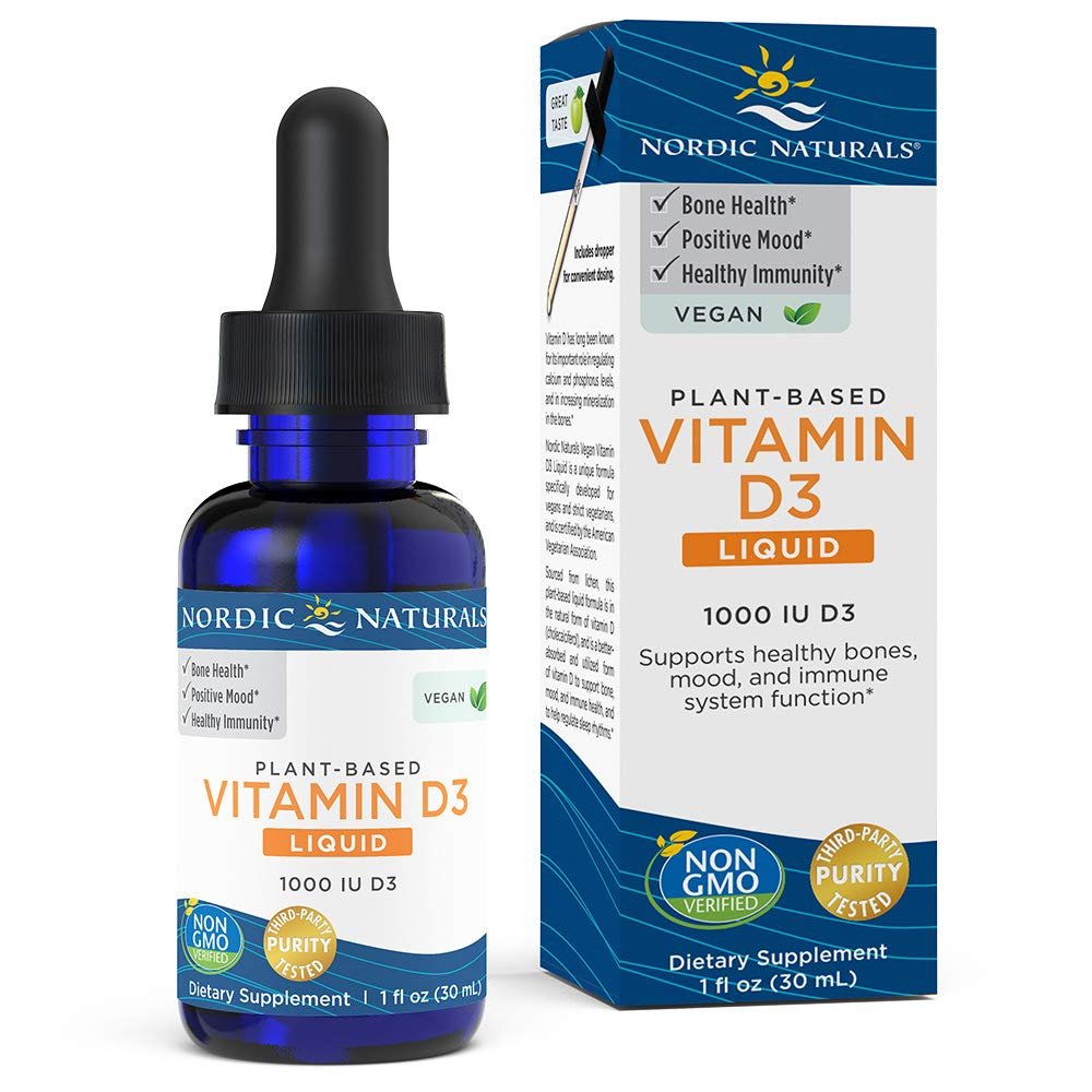 Nordic Naturals Plant-Based Vitamin D3 Liquid - 1000 IU Vitamin D3-1 oz - Healthy Bones, Mood & Immu