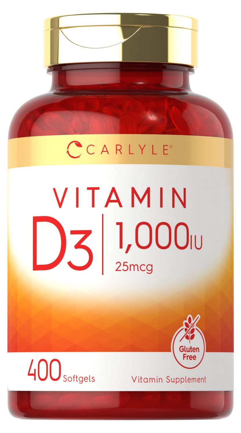 Vitamin D3 1000 IU | 400 Softgels | Non-GMO and Gluten Free Vitamin Supplement | 25 mcg | by Carlyle