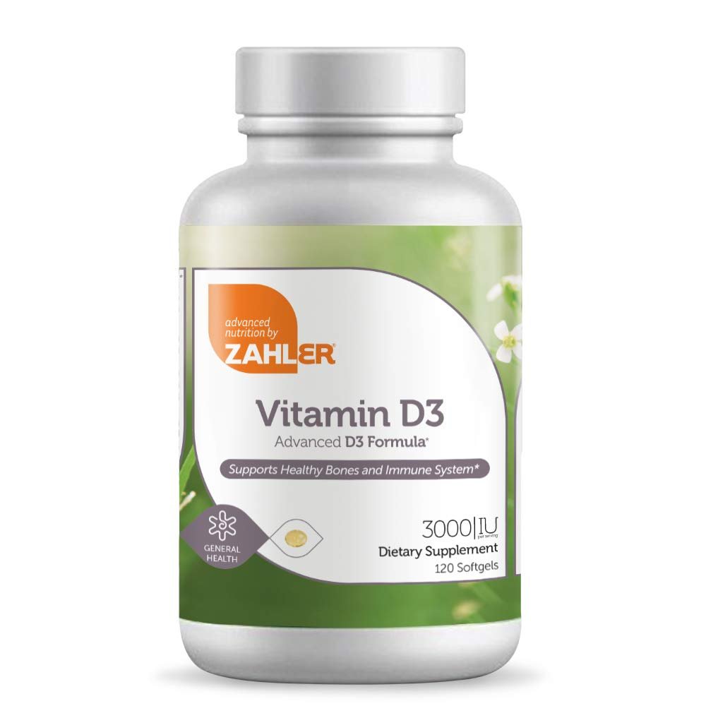 Zahler Vitamin D3 3000IU, Vitamin D3 Supplement 3000 IU, Certified Kosher, 120 Softgels