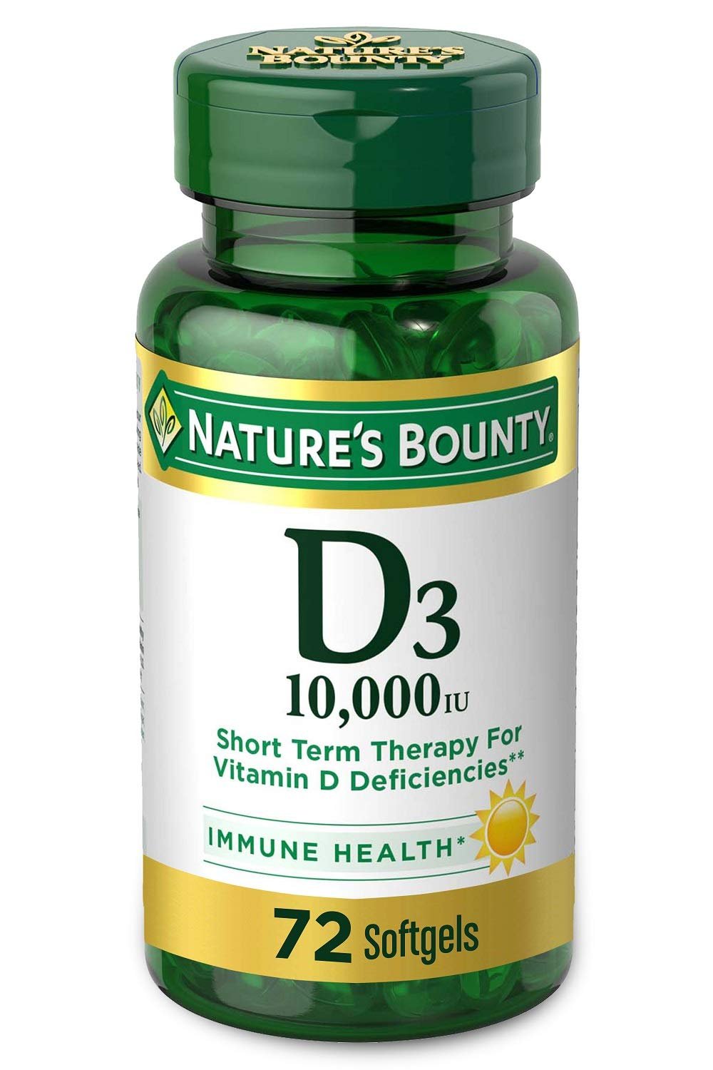 Nature's Bounty Vitamin D for Immune Support and Promotes Healthy Bones, 10000IU, Softgels, Multi-Co