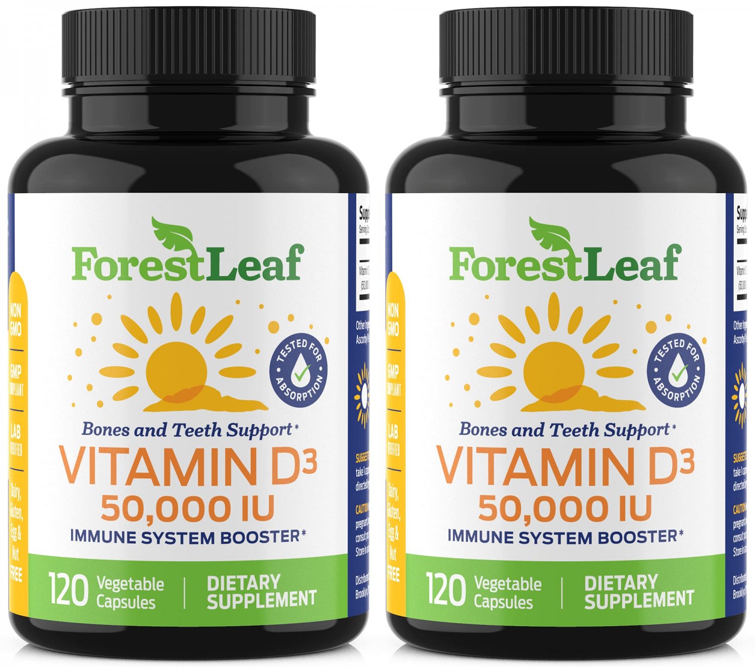 Vitamin D3 50,000 IU Weekly Supplement - 240 Vegetable Capsules - For Bones, Teeth, Immune System an