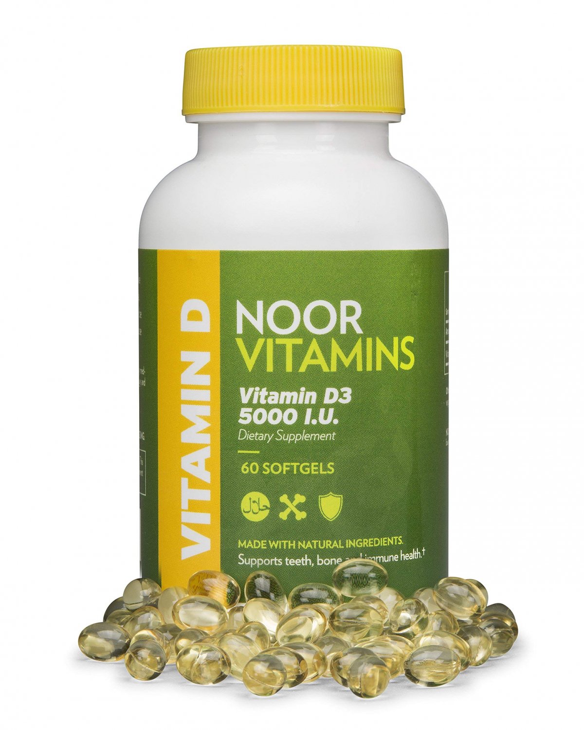 NoorVitamins Vitamin D3 5000 IU Softgels I Supports Bone, Immune & Heart Health I Pure Vitamin D Fro