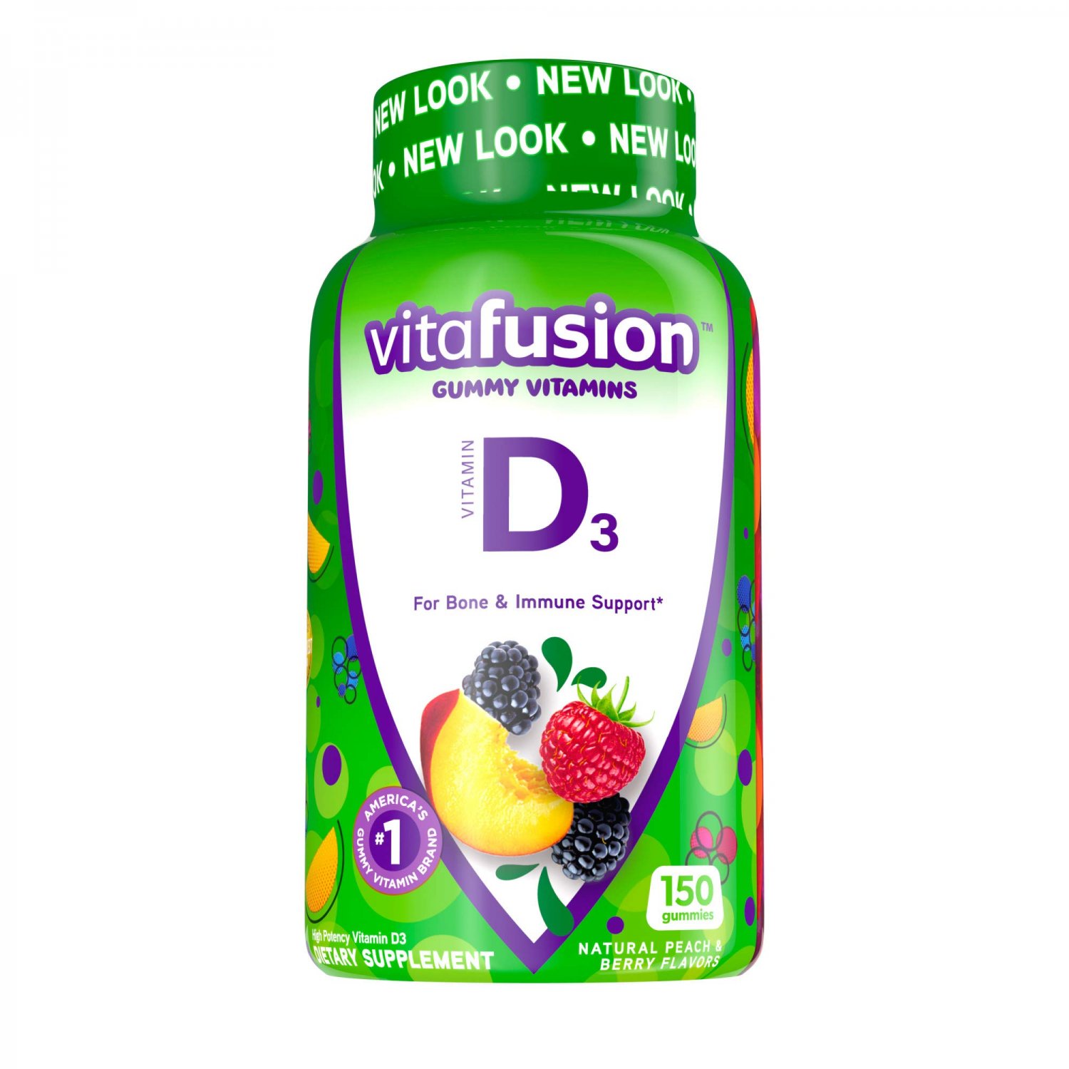 Vitafusion Vitamin D3, 50 mcg, Peach, Blackberry, Strawberry, 150 Count