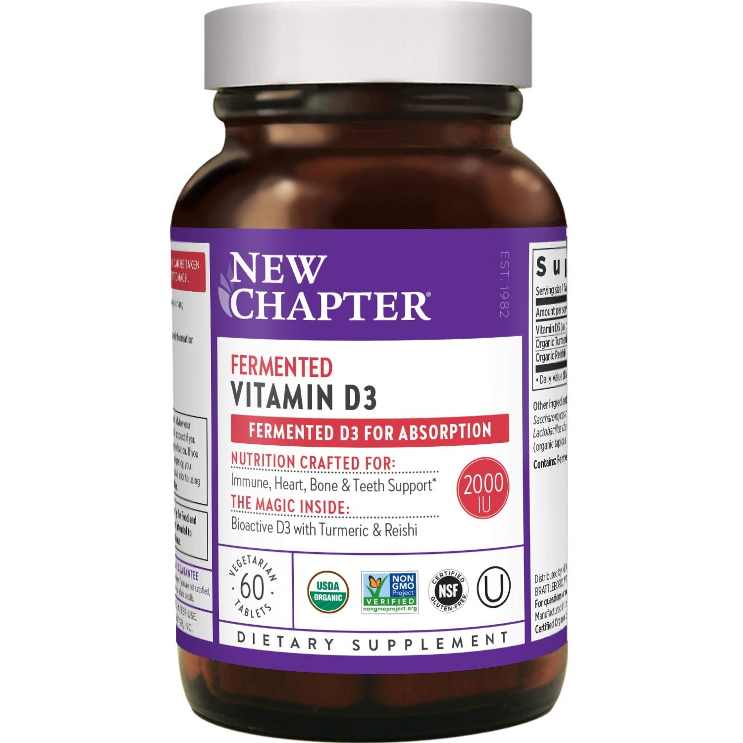 New Chapter Vitamin D3, Fermented Vitamin D3 2,000 IU, Organic, ONE Daily + Whole-Food Herbs, Adapto
