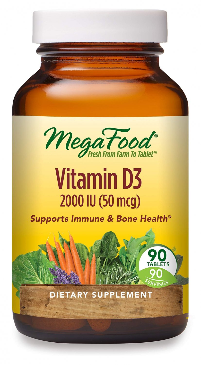 MegaFood, Vitamin D3 2000 IU, Immune and Bone Health Support, Vitamin and Dietary Supplement, Gluten