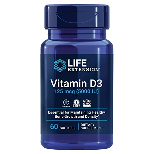 Life Extension Vitamin D3 125mcg (5000 IU) ? Supports Bone & Immune Health, Anti-Aging & Longevity S