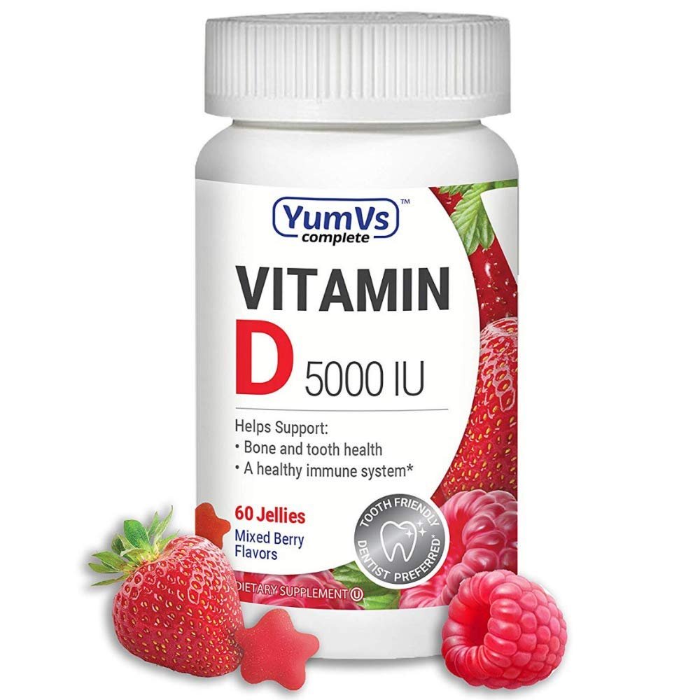 Vitamin D3 Jellies by YumV's | Vitamin D 5000 IU | Daily Dietary Supplement for Men and Women | Mixe