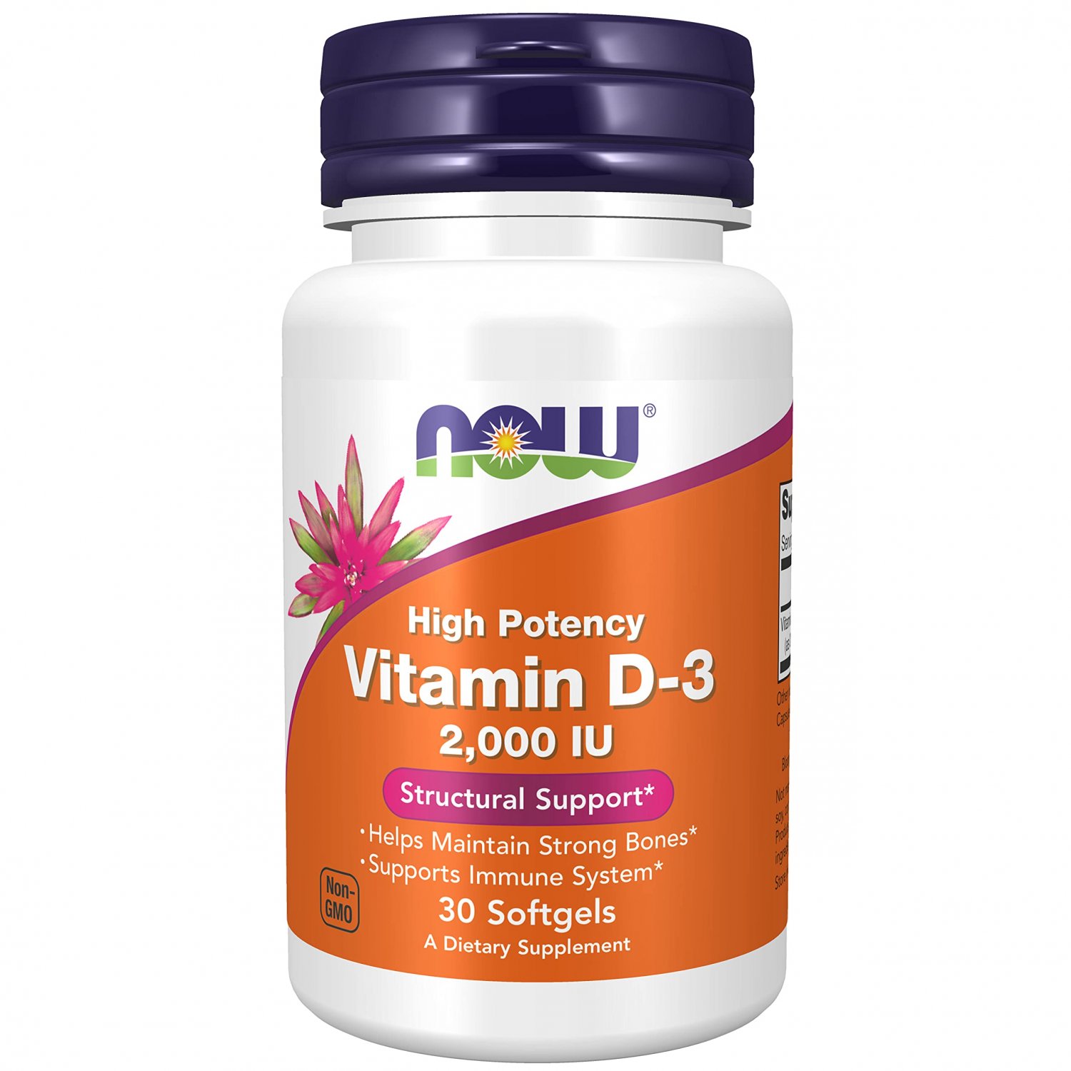 NOW Supplements, Vitamin D-3 2,000 IU, High Potency, Structural Support*, 30 Softgels