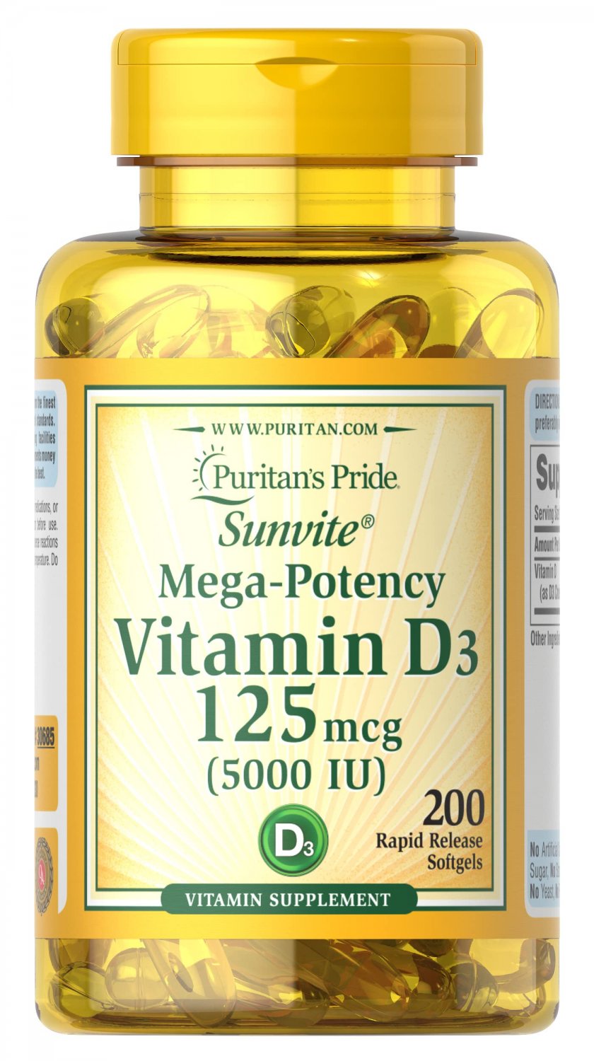 Vitamin D3 5,000 IU Bolsters Immunity by Puritan's Pride for Immune System Support and Healthy Bones