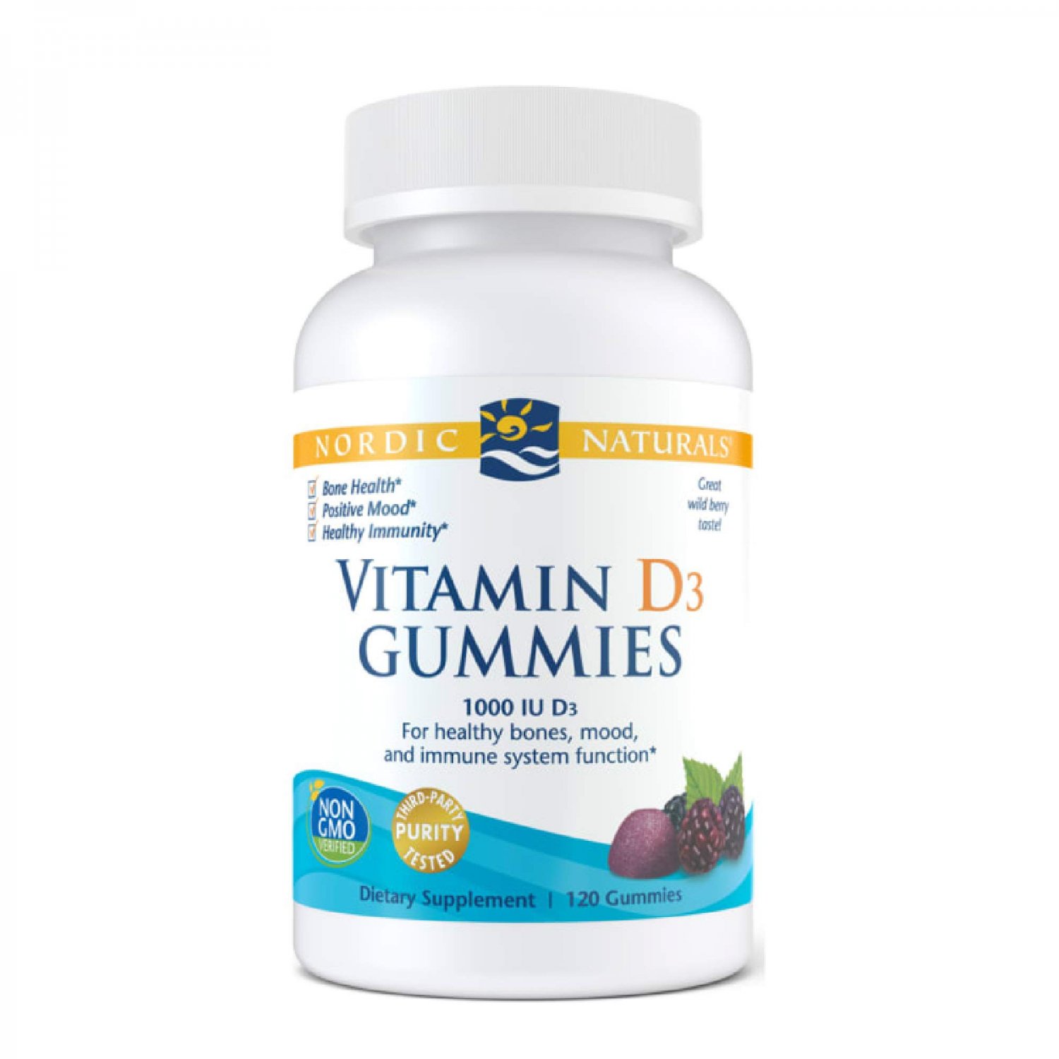 Nordic Naturals Vitamin D3 Gummies, Wild Berry - 1000 IU Vitamin D3-120 Gummies - Great Taste - Heal