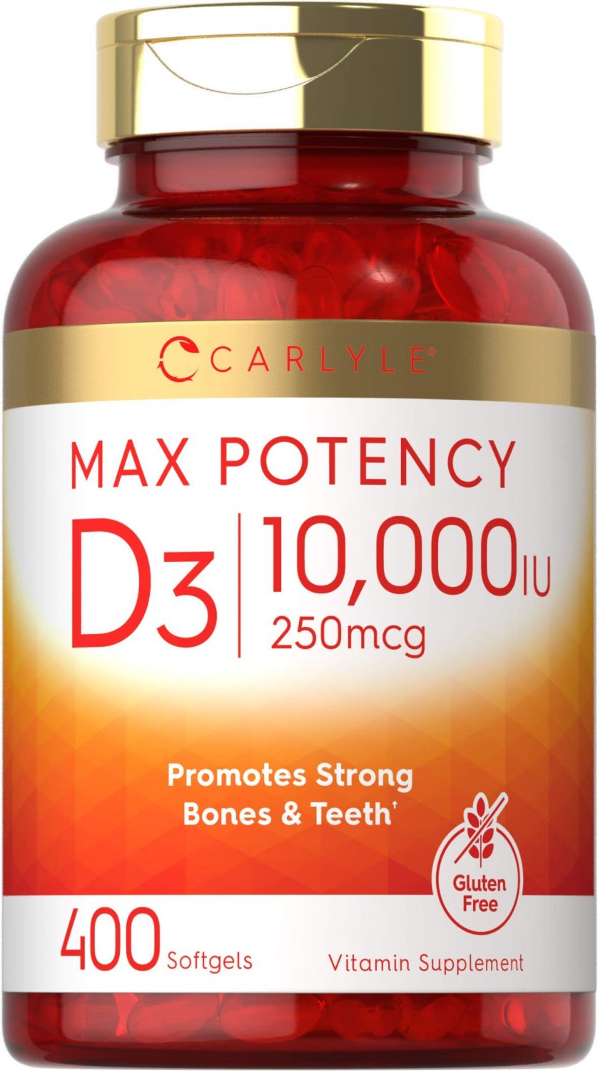 Vitamin D 10000 IU 400 Softgels | Value Size | Max Potency | Promotes Strong Bones and Teeth | Non-G