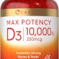 Vitamin D 10000 IU 400 Softgels | Value Size | Max Potency | Promotes Strong Bones and Teeth | Non-G
