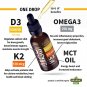 (2 Pack) Organic Vitamin D3 K2 Drops w MCT Oil Omega 3, 5000 IU, Maximum Strength Vitamin D Liquid 5