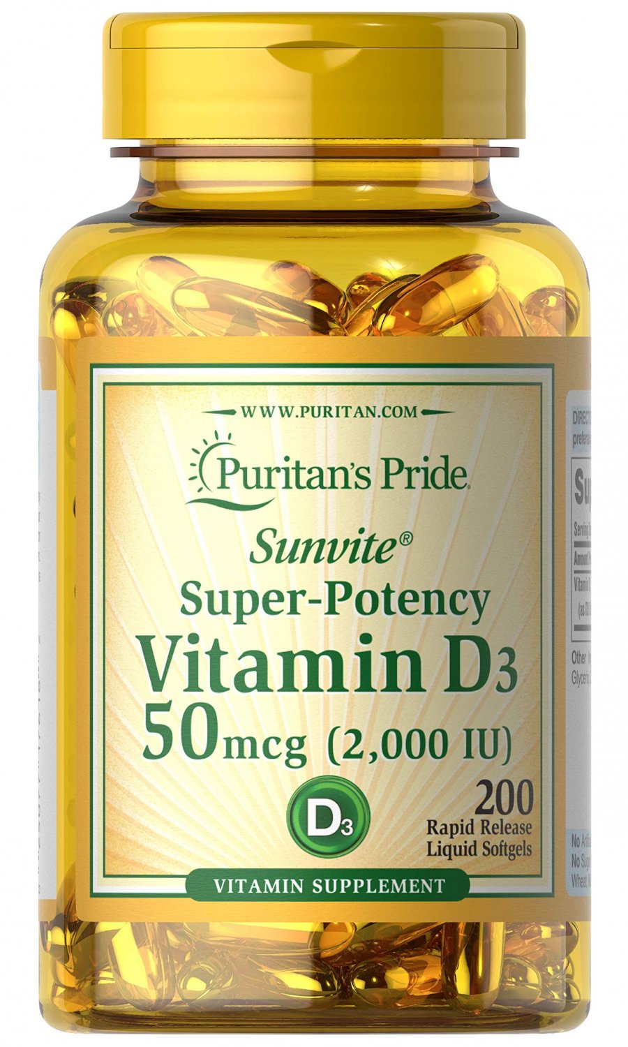 Vitamin D3 50mcg (2,000 IU) Bolsters Immune Health by Puritan's Pride for Support of Immune Health a