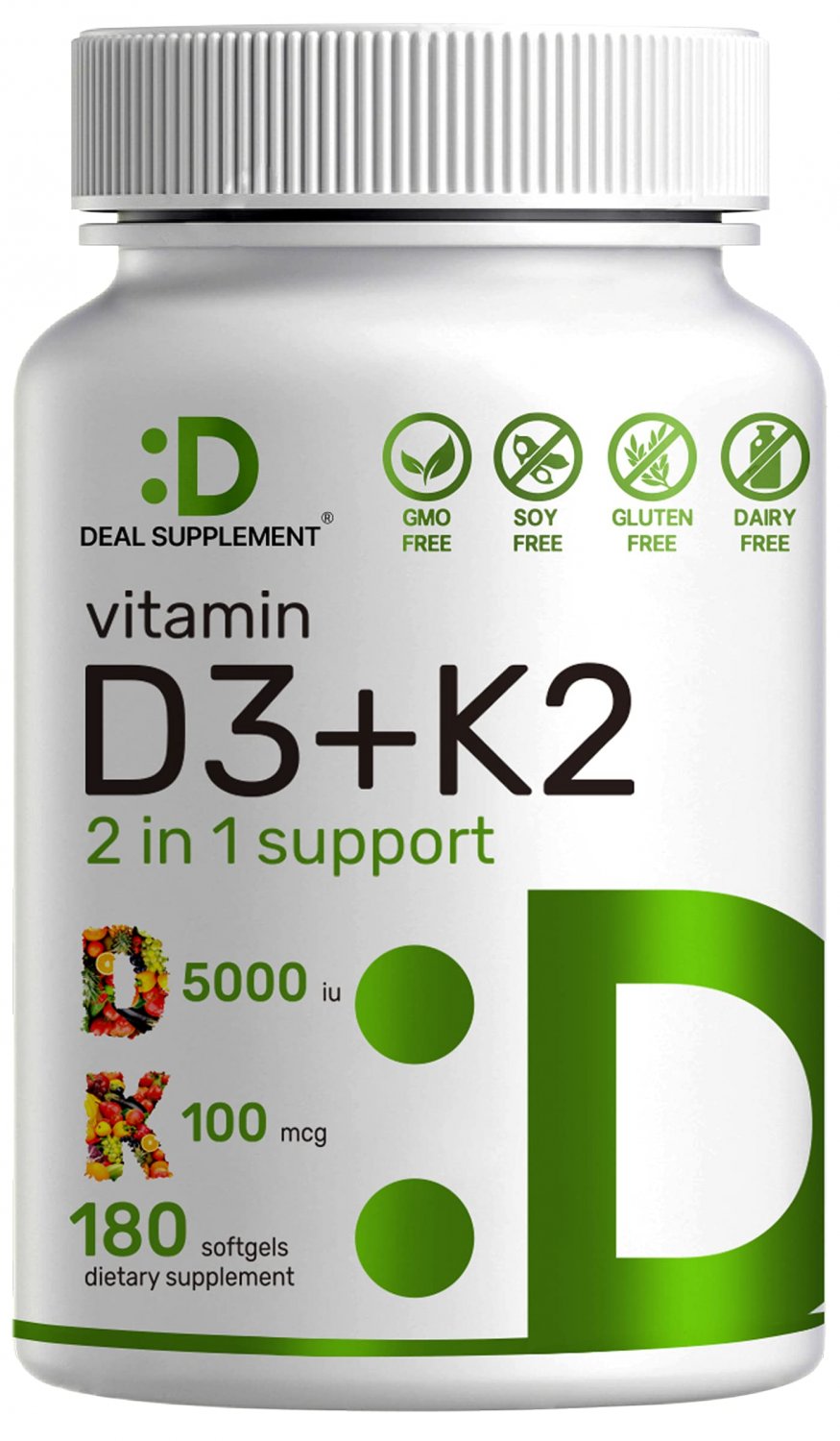Vitamin D3 K2 Softgel, 180 Counts, 21 Complex, Vitamin D3 5000 IU