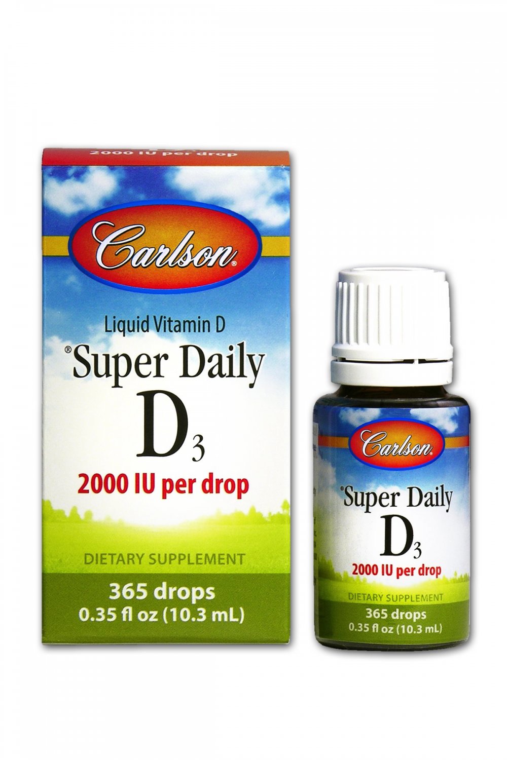 Carlson - Super Daily D3, Vitamin D Drops, 2,000 IU per Drop, 1-Year Supply, Vitamin D3 Liquid, Hear
