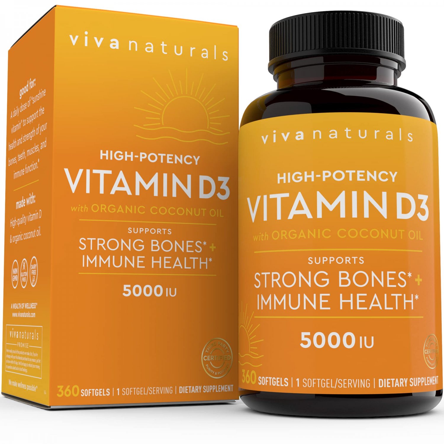 Vitamin D3 5000 IU (360 Softgels) High Potency Vitamin D Supplements