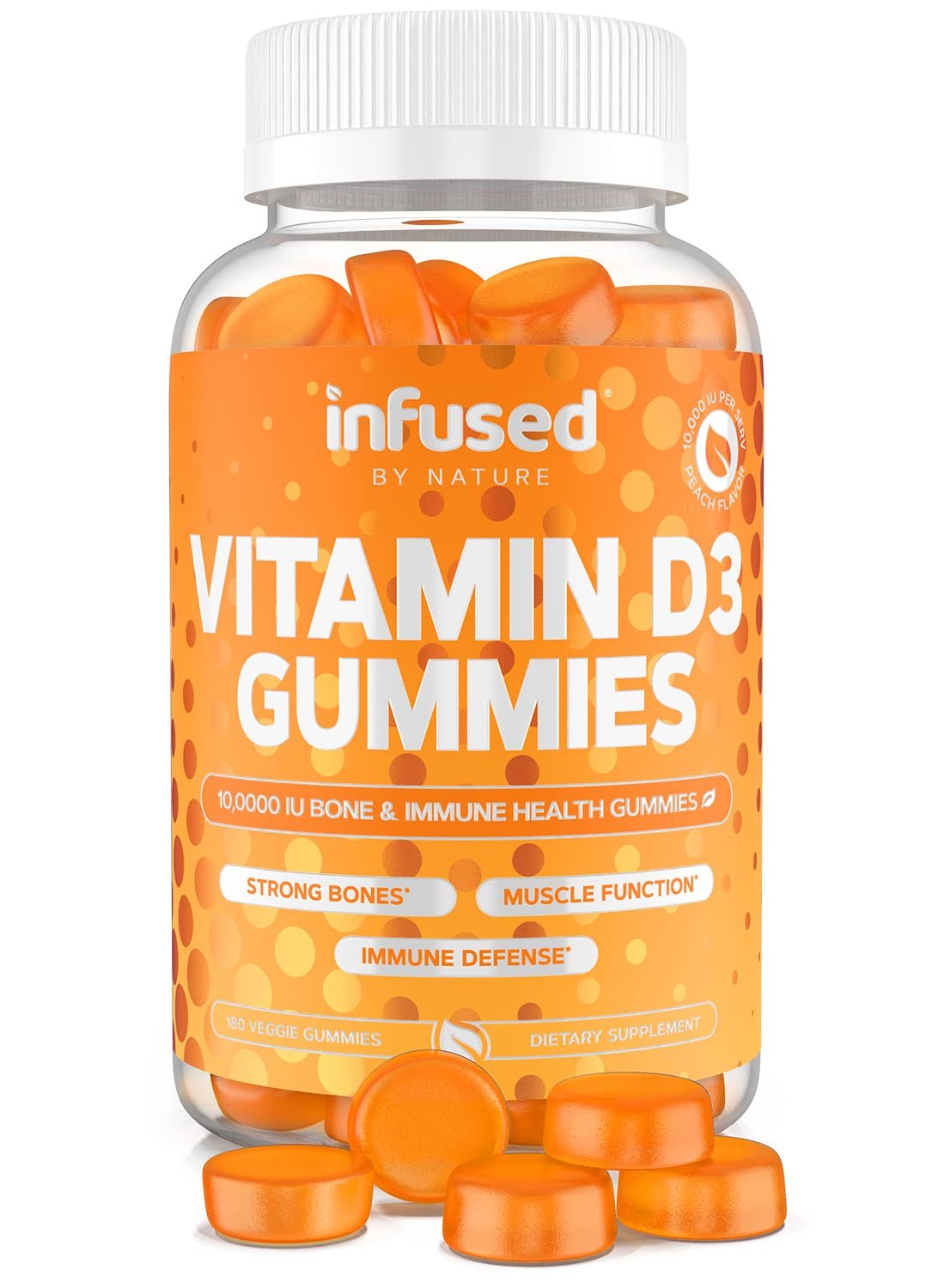 (10,000 IU) Vitamin D Gummies 180 Count Vitamin D3 Chewable
