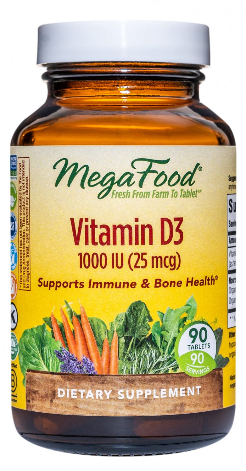 MegaFood Vitamin D3 1000 IU (25 mcg) - Immune & Bone Support Supplement with Vitamin D3 - Also Formu