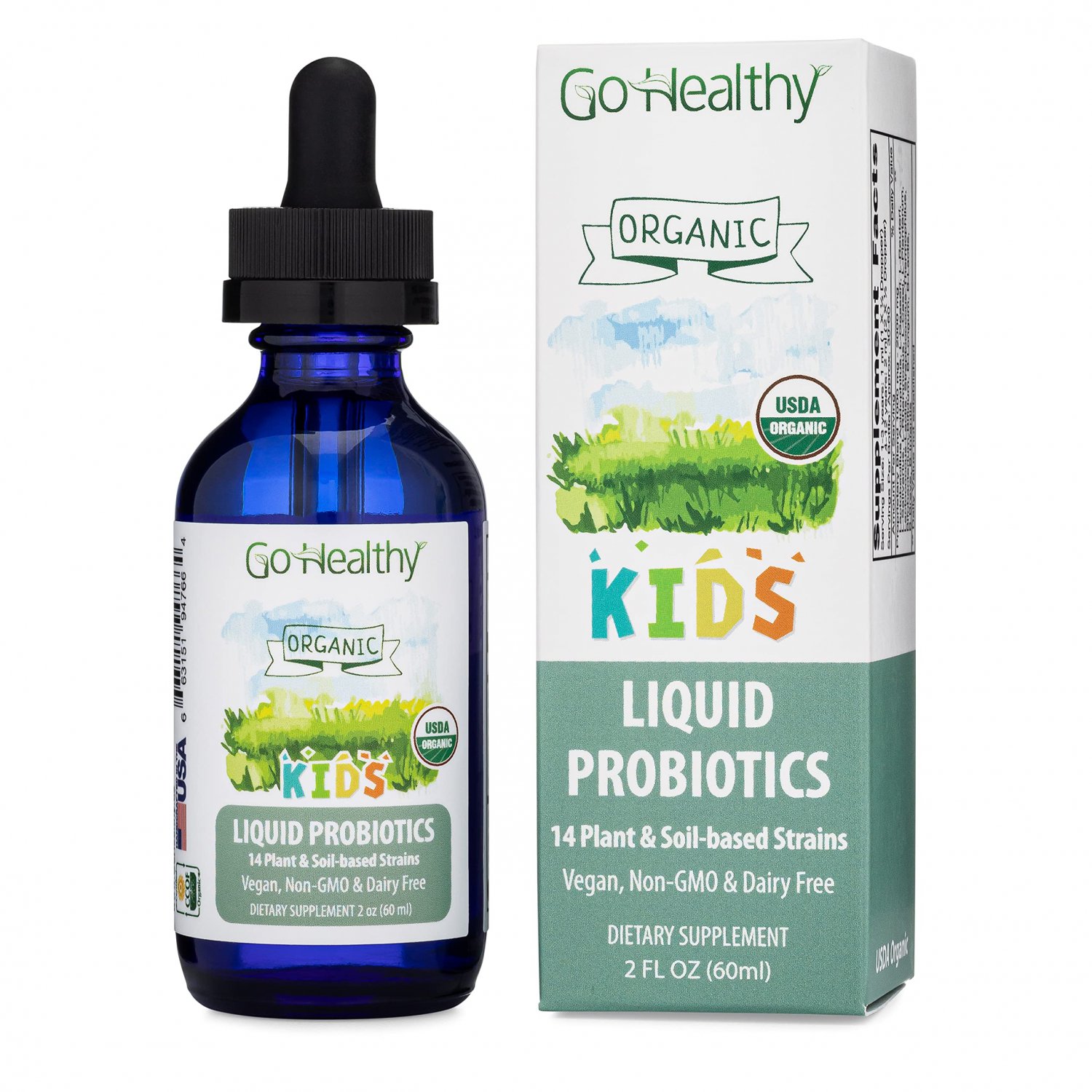 Go Healthy Probiotics for Kids Digestive Health, USDA Organic, Vegan Acidophilus Probiotic Supplemen