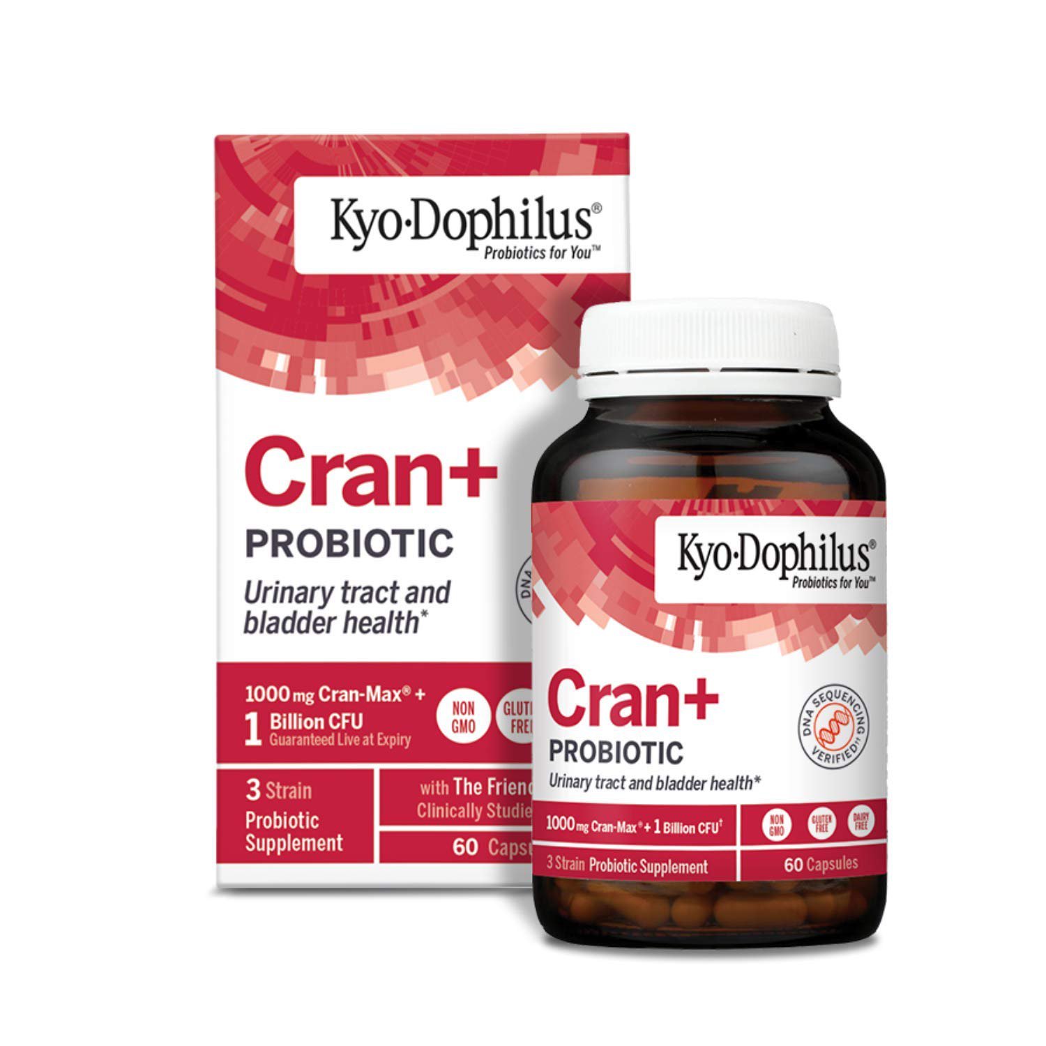 Kyo-Dophilus Cran+ Probiotic, Urinary Tract and Bladder Health*, 60 capsules (Packaging may vary)