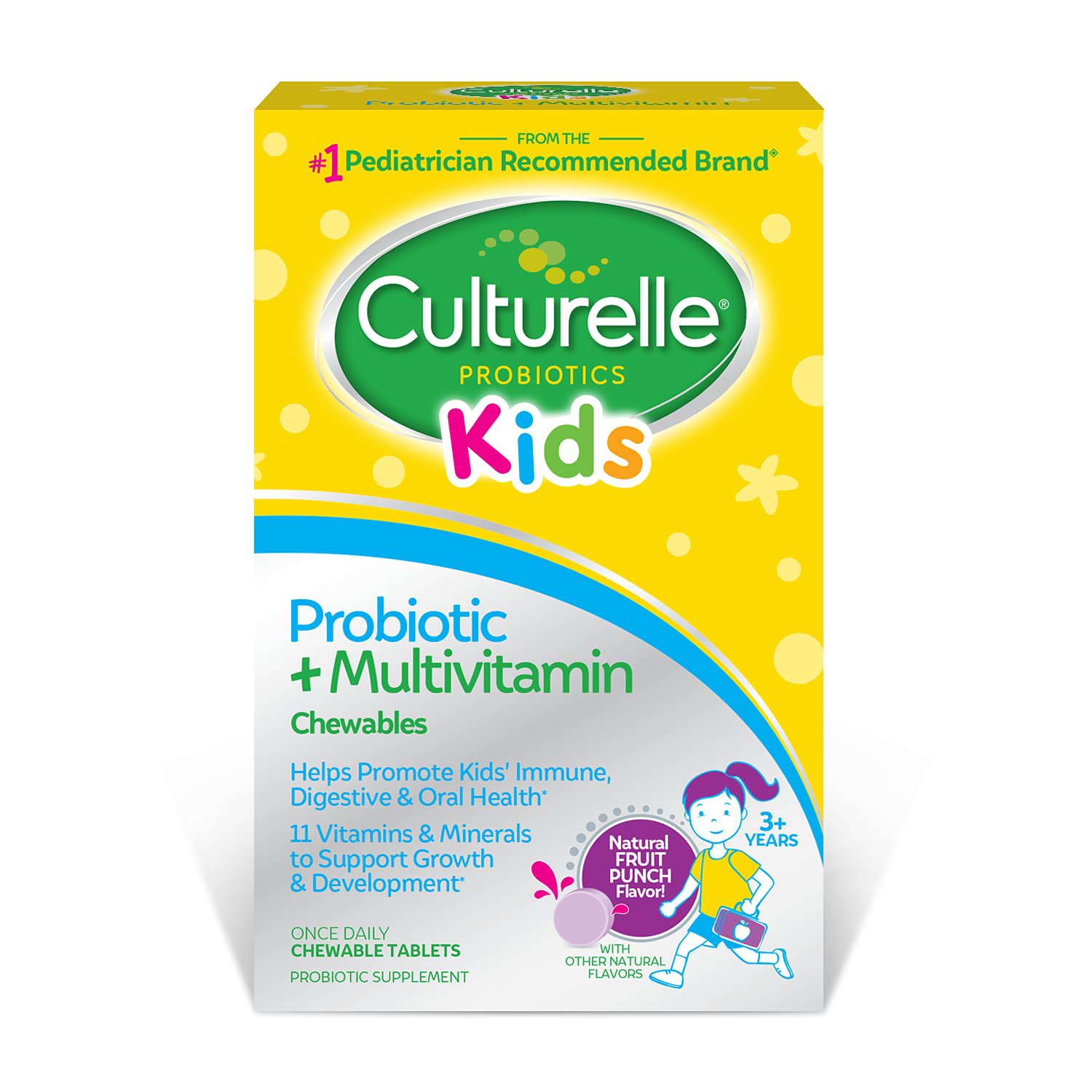 Culturelle Kids Probiotic Plus Complete Multivitamin Chewable, Promotes Immune, Digestive & Oral Hea