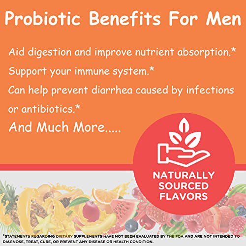 WellYeah Probiotic Gummies for Men with 10 Billion CFUs, Restore Natural Digestive Balance, Reduce G