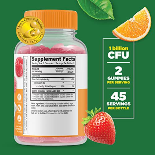 Lifeable Probiotics for Kids ? Great Tasting Natural Flavor Gummy ? Gluten Free Vegetarian GMO-Free 