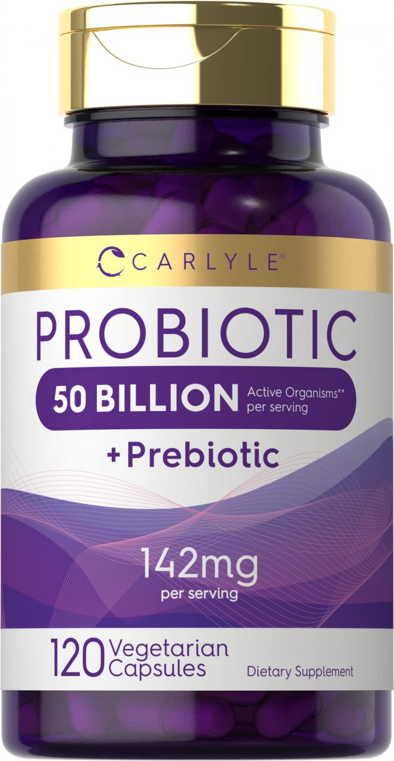 Probiotics 50 Billion CFUs | 120 Capsules | with Prebiotics for Women & Men | Non-GMO & Gluten Free 