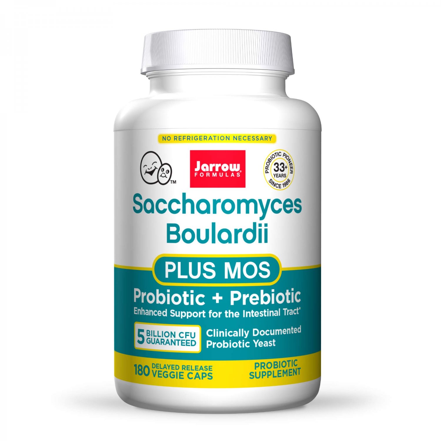 Jarrow Formulas Saccharomyces Boulardii + MOS - 5 Billion Viable Organisms Per Serving - 180 Delayed