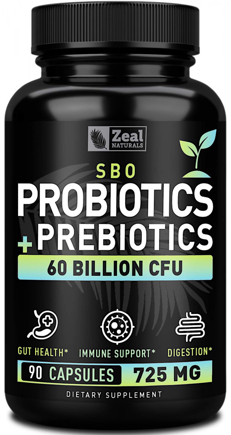 Probiotics and Prebiotics + SBO Probiotics (60 Billion CFU | 90 Capsules) Acidophilus Probiotic w. S