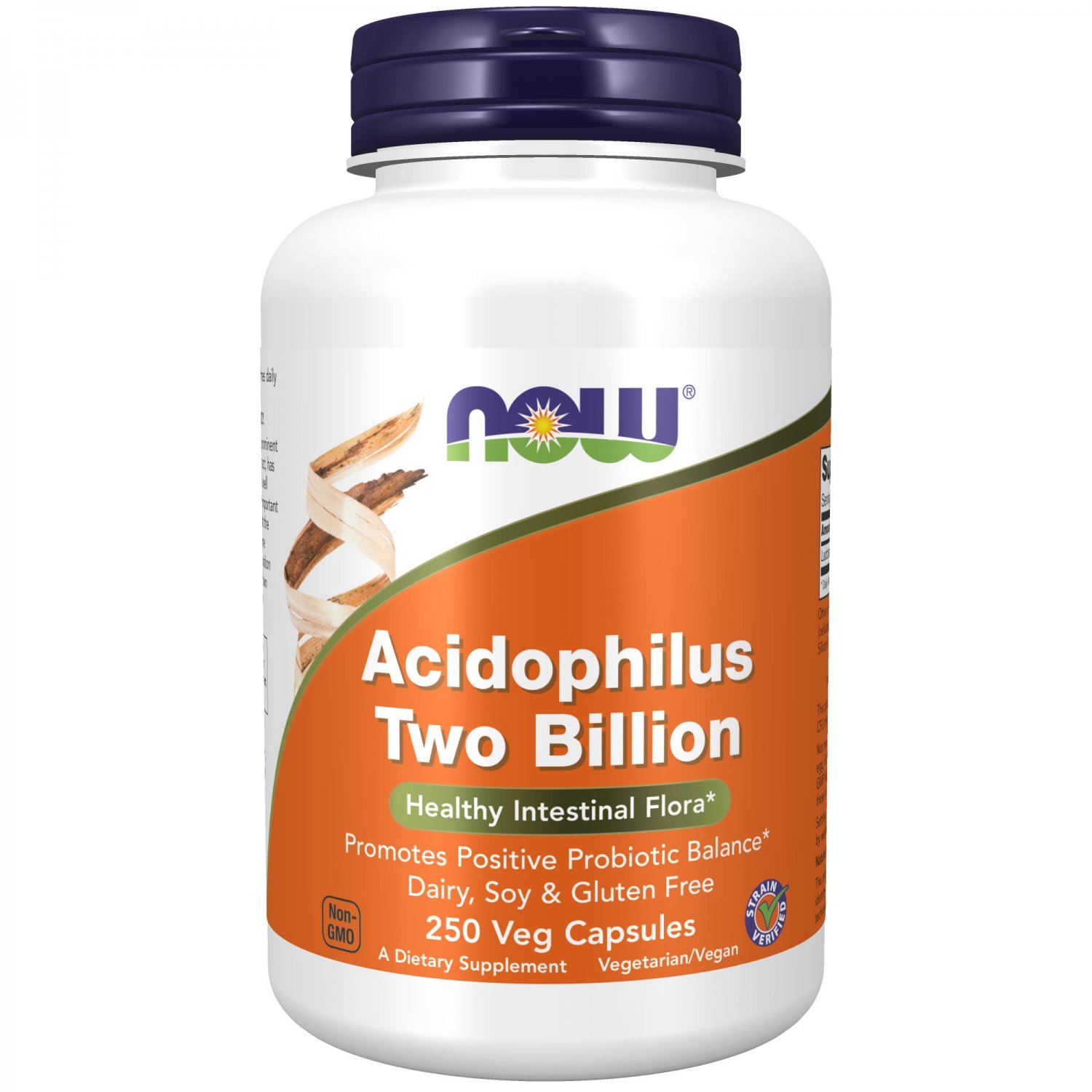 NOW Supplements, Acidophilus, Two Billion, Strain Verified, Healthy Intestinal Flora*, 250 Veg Capsu