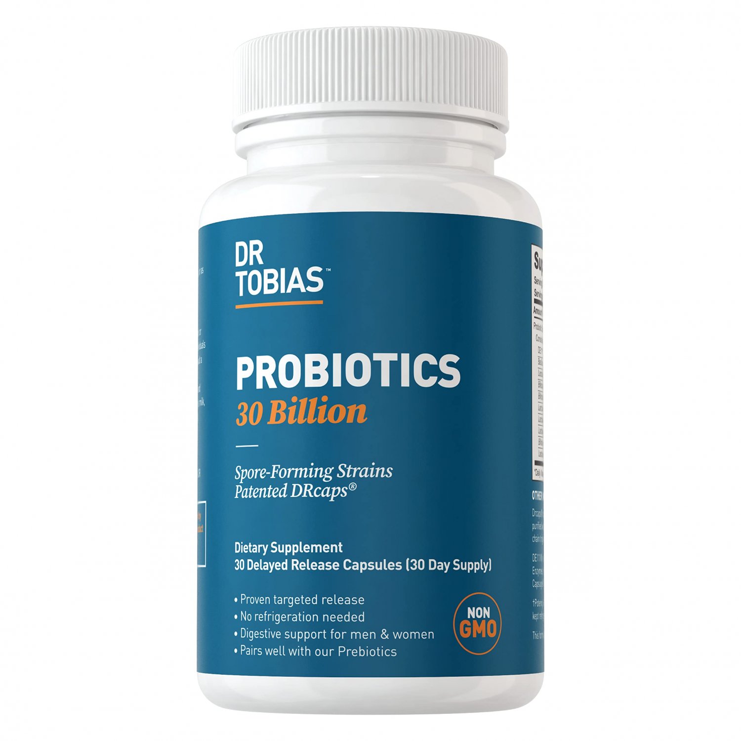 Dr. Tobias Probiotics 30 Billion, 10 Probiotic Strains, Targeted Release Probiotics for Men and Wome