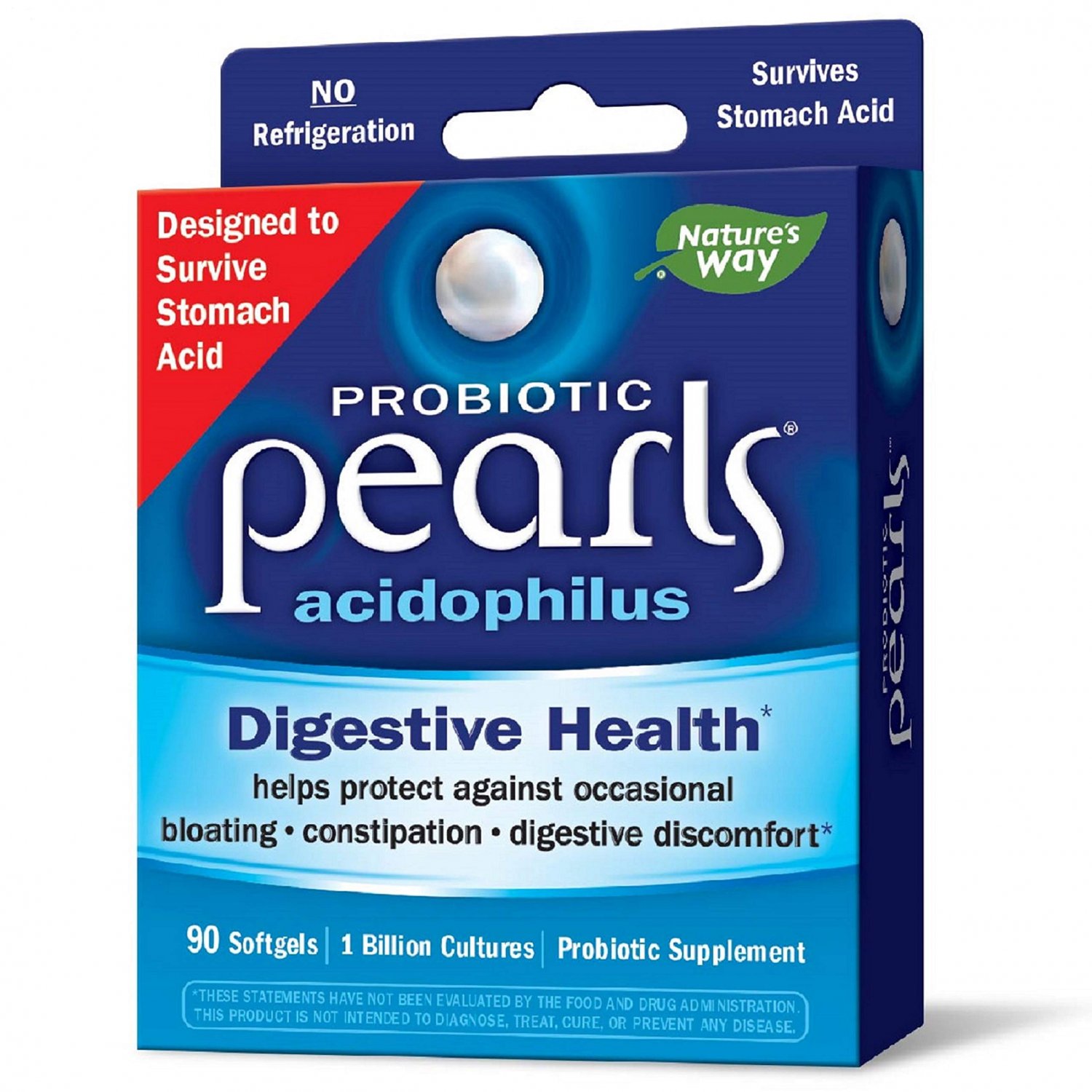 Probiotic Pearls Acidophilus Once Daily Supplement, 1 Billion Live Cultures, Survives Stomach Acid,